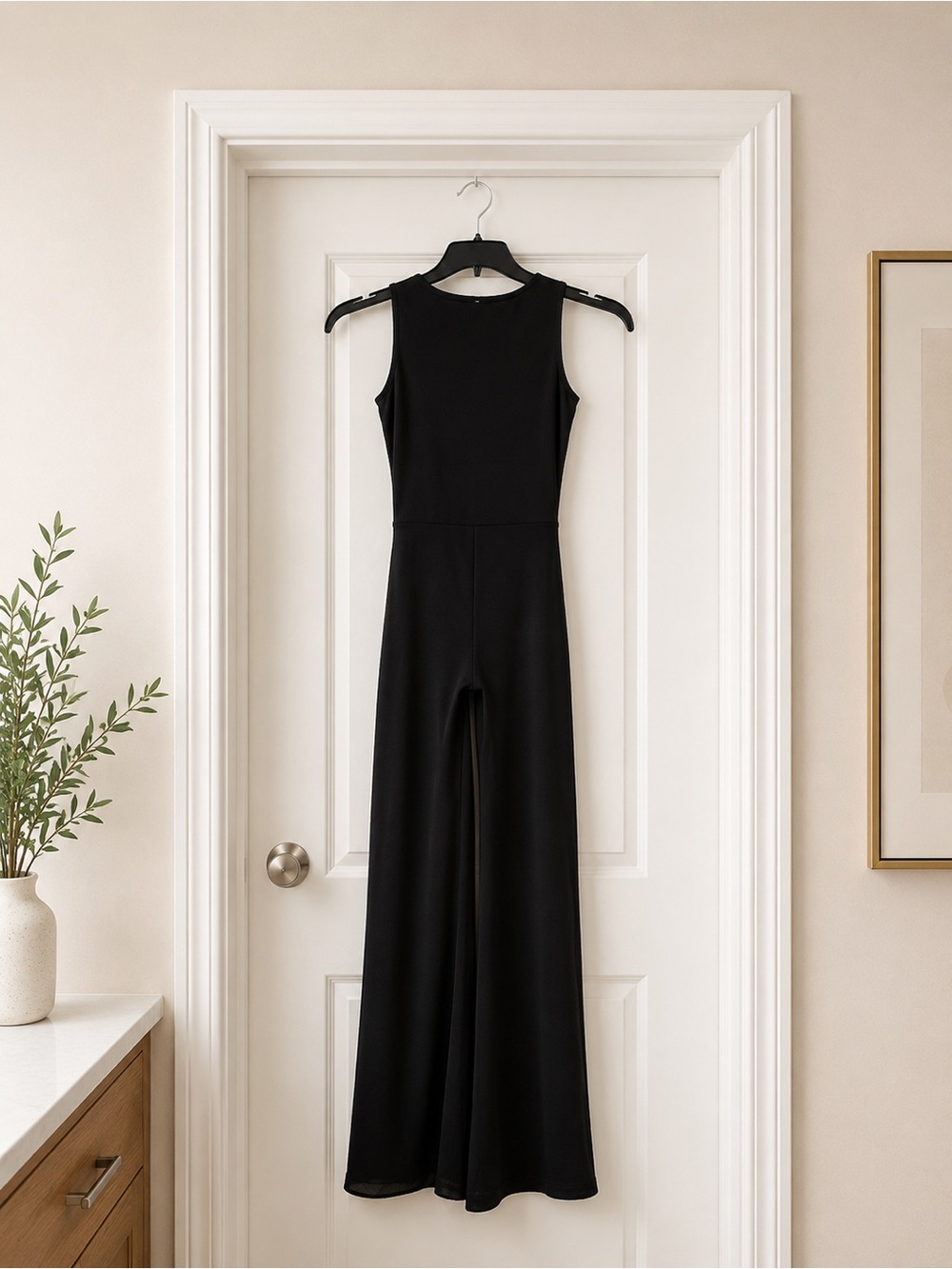 MASKERT Black Twist Front Wide Leg Jumpsuit Size S - Picture 4 of 5